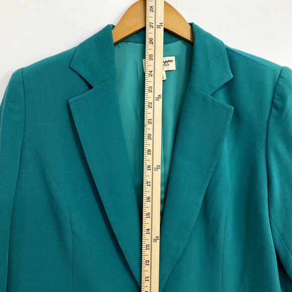 Norm Thompson Blazer Women's Size Large Green One Botton Suit Career Job Church - Picture 6 of 9